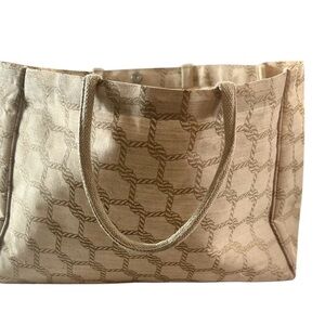 Large Beige Rope Print bag made in India